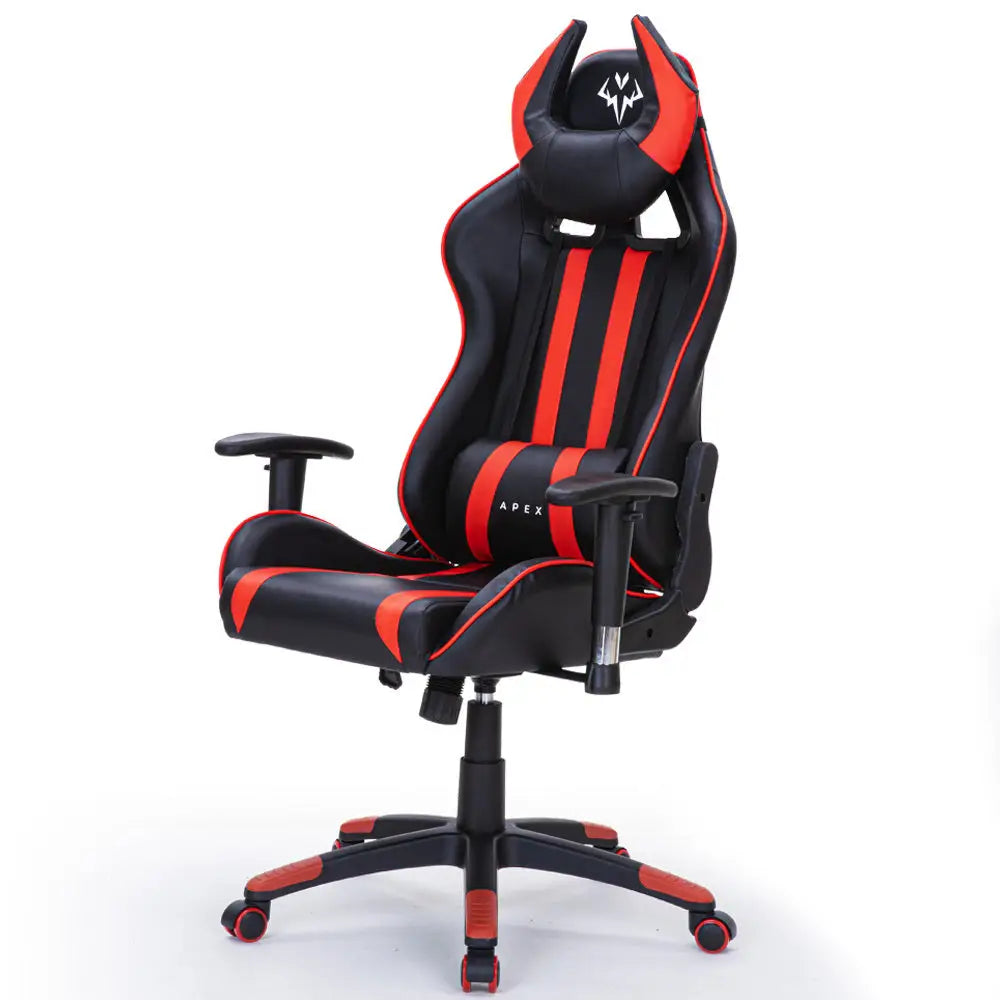 OVERDRIVE Diablo Reclining Gaming Chair Black & Red Office Computer Seat Neck Lumbar Horns - Furniture > Office