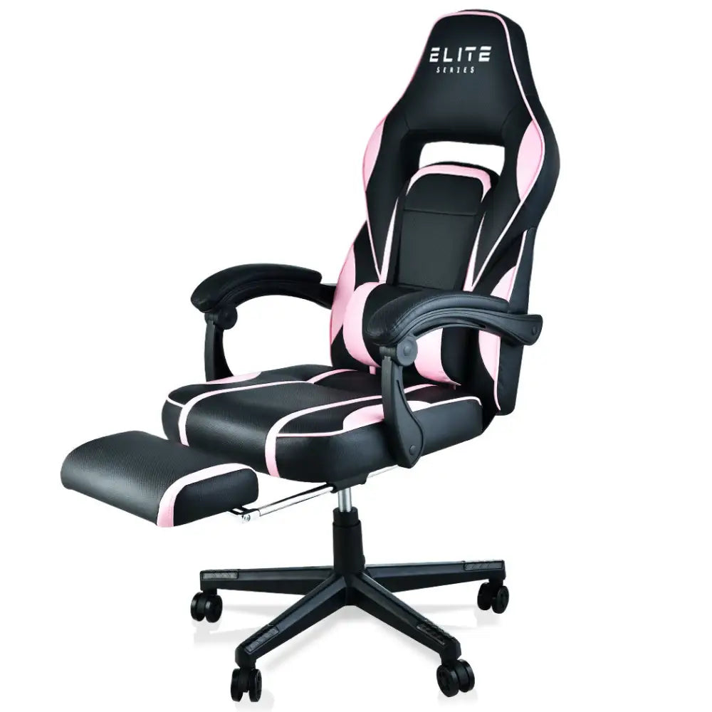 OVERDRIVE Gaming Chair Pink Racing Computer Office Ergonomic Reclining Footrest - Furniture > Office
