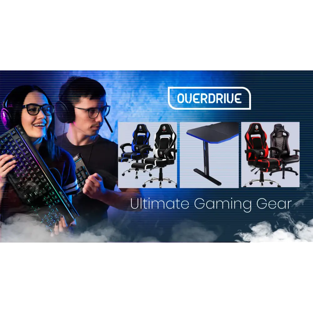 OVERDRIVE Gaming Desk 139cm PC Table Computer Setup Carbon Fiber Style Black - Furniture > Office