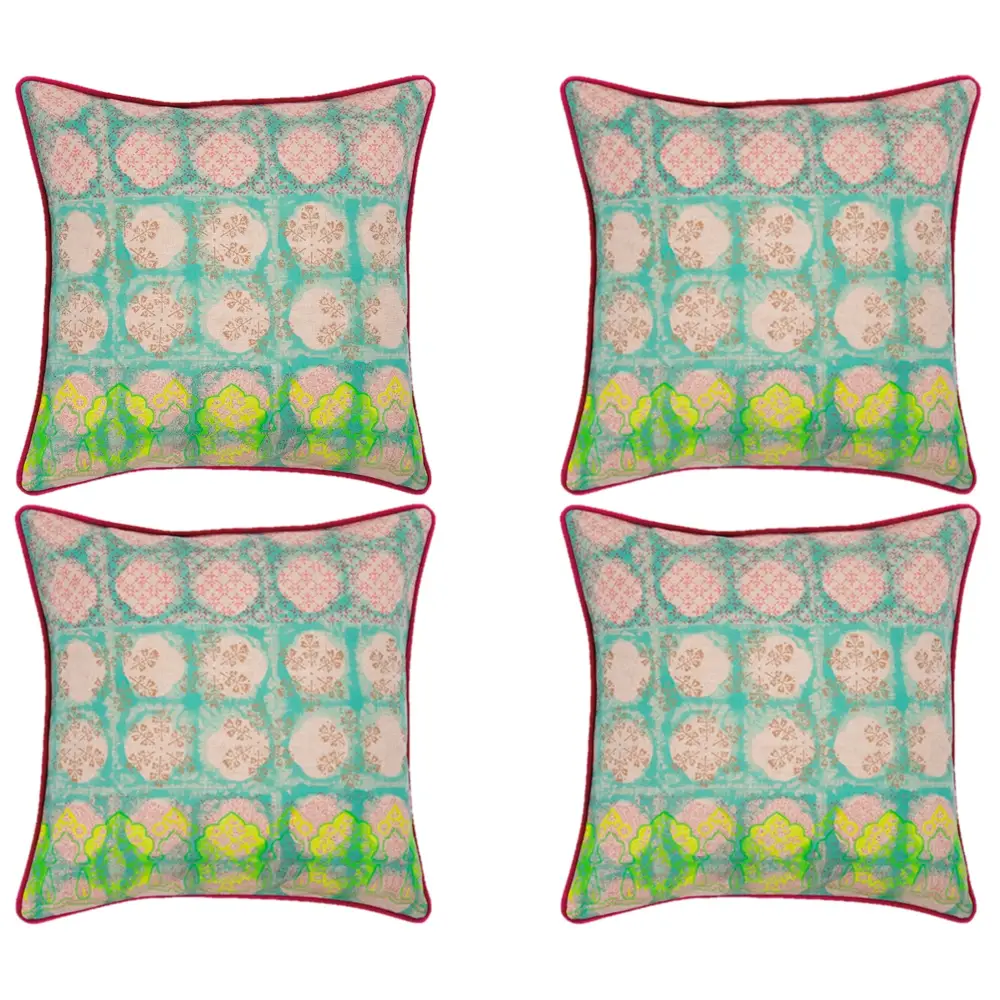 Pack of 4 Avia Fuchsia Cushion Covers Multicoloured Coloured - Home & Garden > Decor