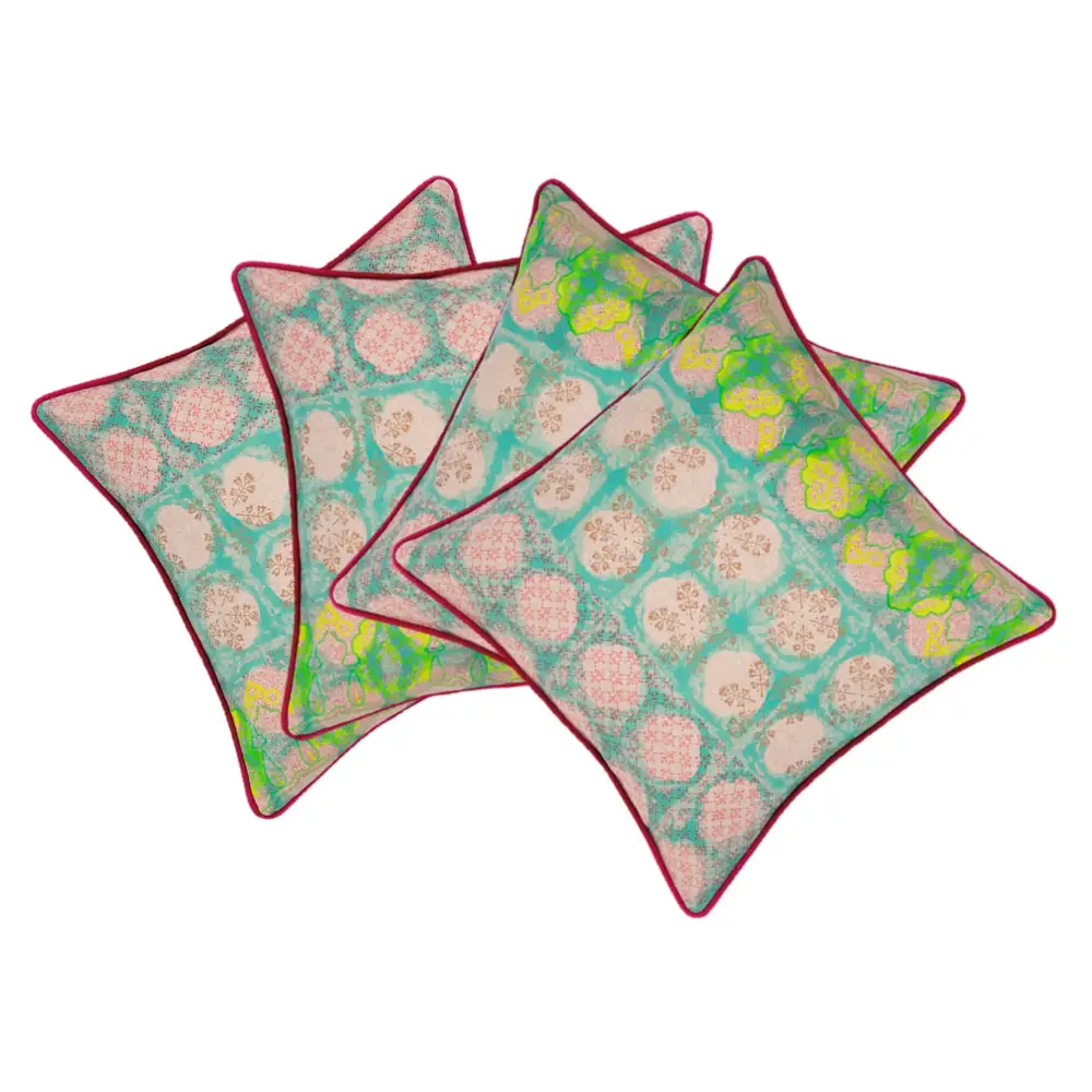 Pack of 4 Avia Fuchsia Cushion Covers Multicoloured Coloured - Home & Garden > Decor