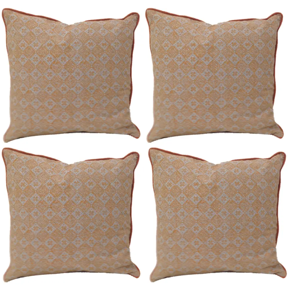 Pack of 4 Azuk Orange & Grey Cushion Covers 50cm x 50cm - Home & Garden > Decor