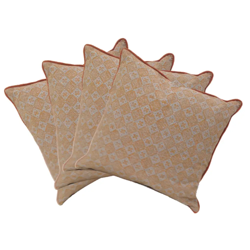 Pack of 4 Azuk Orange & Grey Cushion Covers 50cm x 50cm - Home & Garden > Decor
