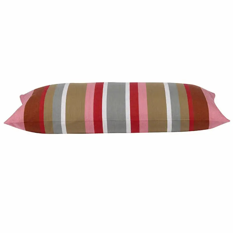 Pack of 4 Corban Rose Pink Based Striped Cushion Cover Multicoloured Rectangle 35x70cm - Home & Garden > Decor