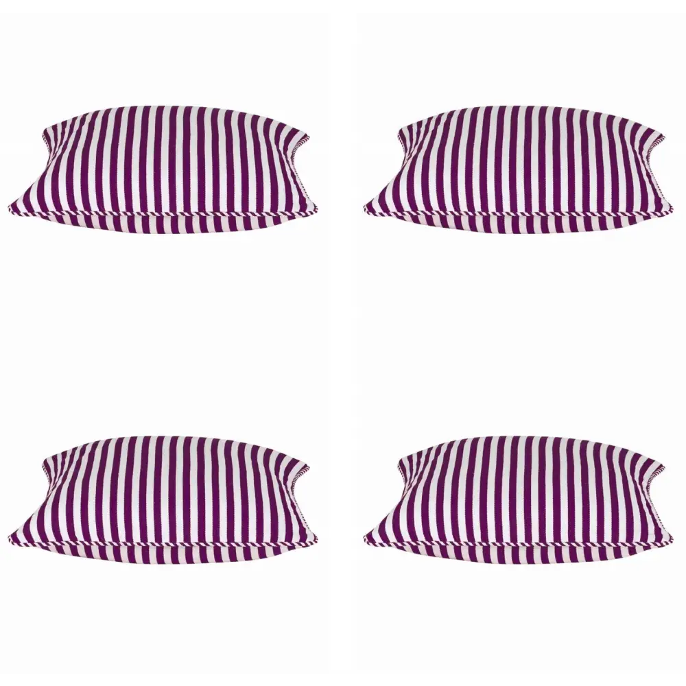 Pack of 4 Dandi Fuchsia Plum Purple & White Striped Square Cushion Covers 40x40cm - Home & Garden > Decor