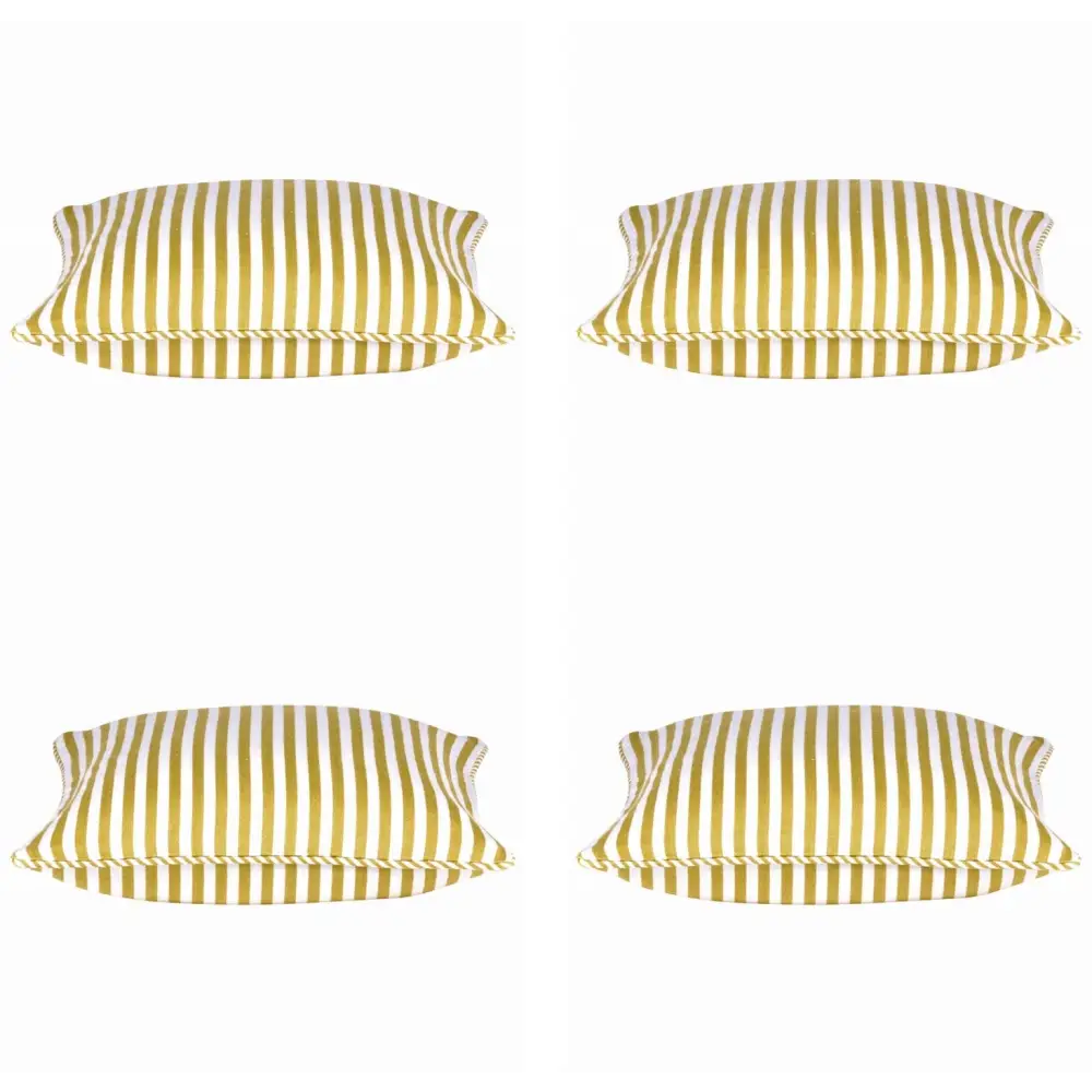 Pack of 4 Dandi Mustard Yellow & White Striped Square Cushion Covers 40x40cm - Home & Garden > Decor
