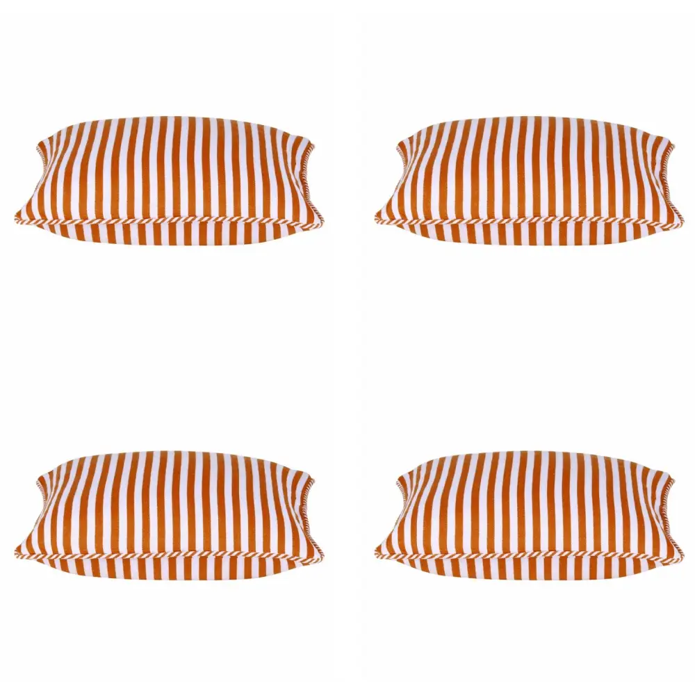 Pack of 4 Dandi Orange & White Striped Nautical Cushion Covers 40x40cm - Home & Garden > Decor