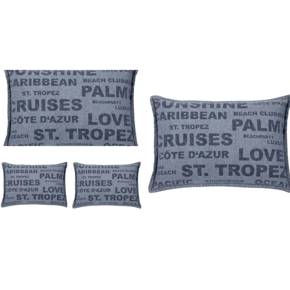 Pack of 4 Denim Sunshine Wording Cushion Cover Cruises Caribbean Love etc - Home & Garden > Decor