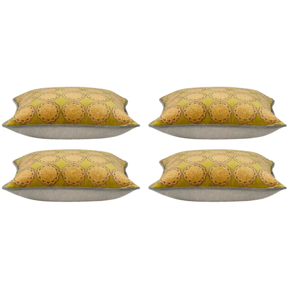Pack of 4 Duffy Mustard and Grey Square Cushion Covers - Home & Garden > Decor