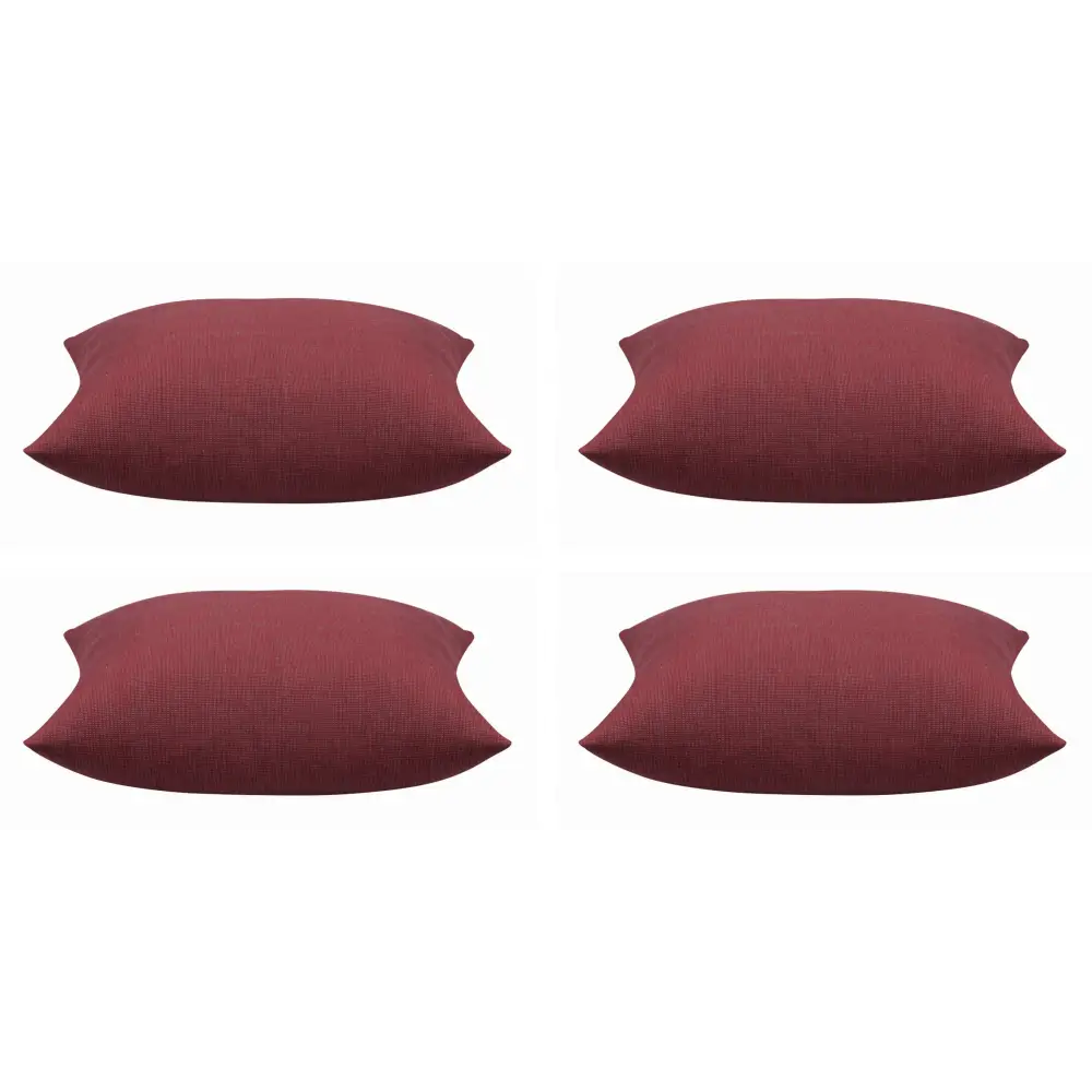 Pack of 4 Elements Deep Red Solid Base Colour Square Cushion Covers - Home & Garden > Decor