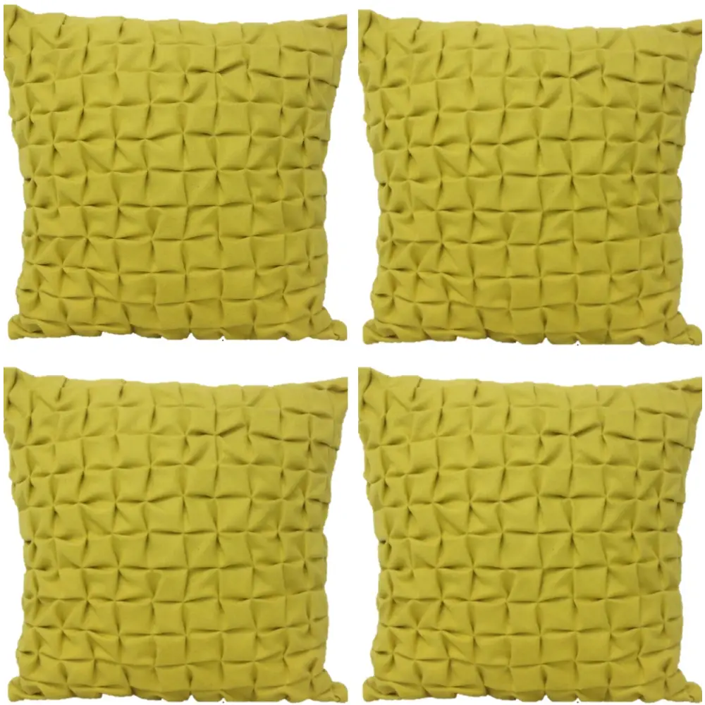Pack of 4 Flux Mustard Yellow 3D Textured 45cm x 45cm Cushion Covers - Home & Garden > Decor