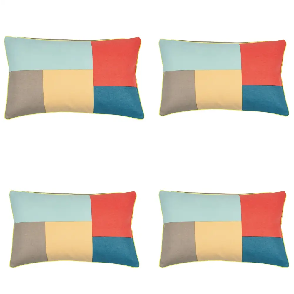 Pack of 4 Geo Beige Block Design Rectangle Cushion Cover 30cm x 50cm - Home & Garden > Decor