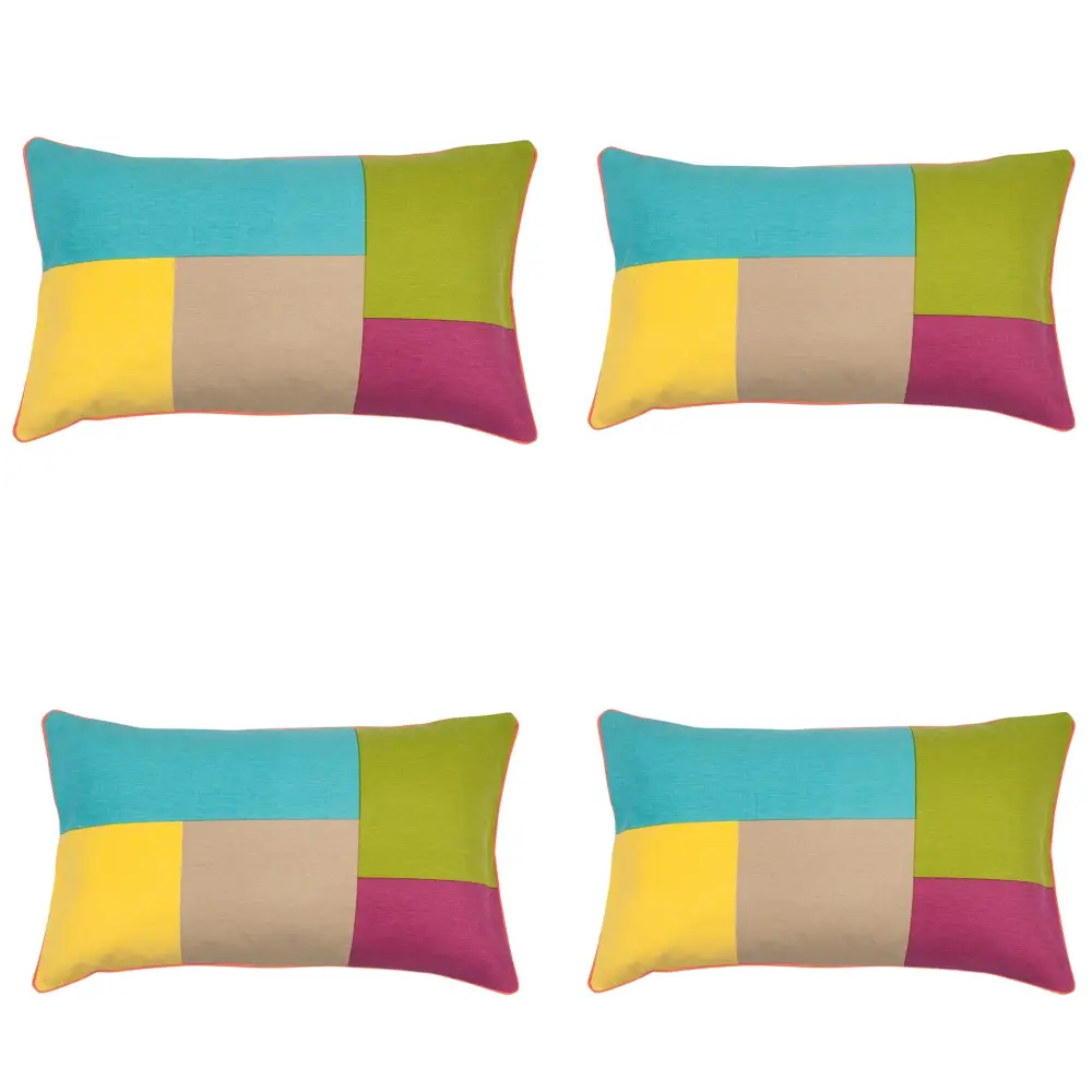 Pack of 4 Geo Turquoise Block Design 30x50cm Cushion Cover - Home & Garden > Decor