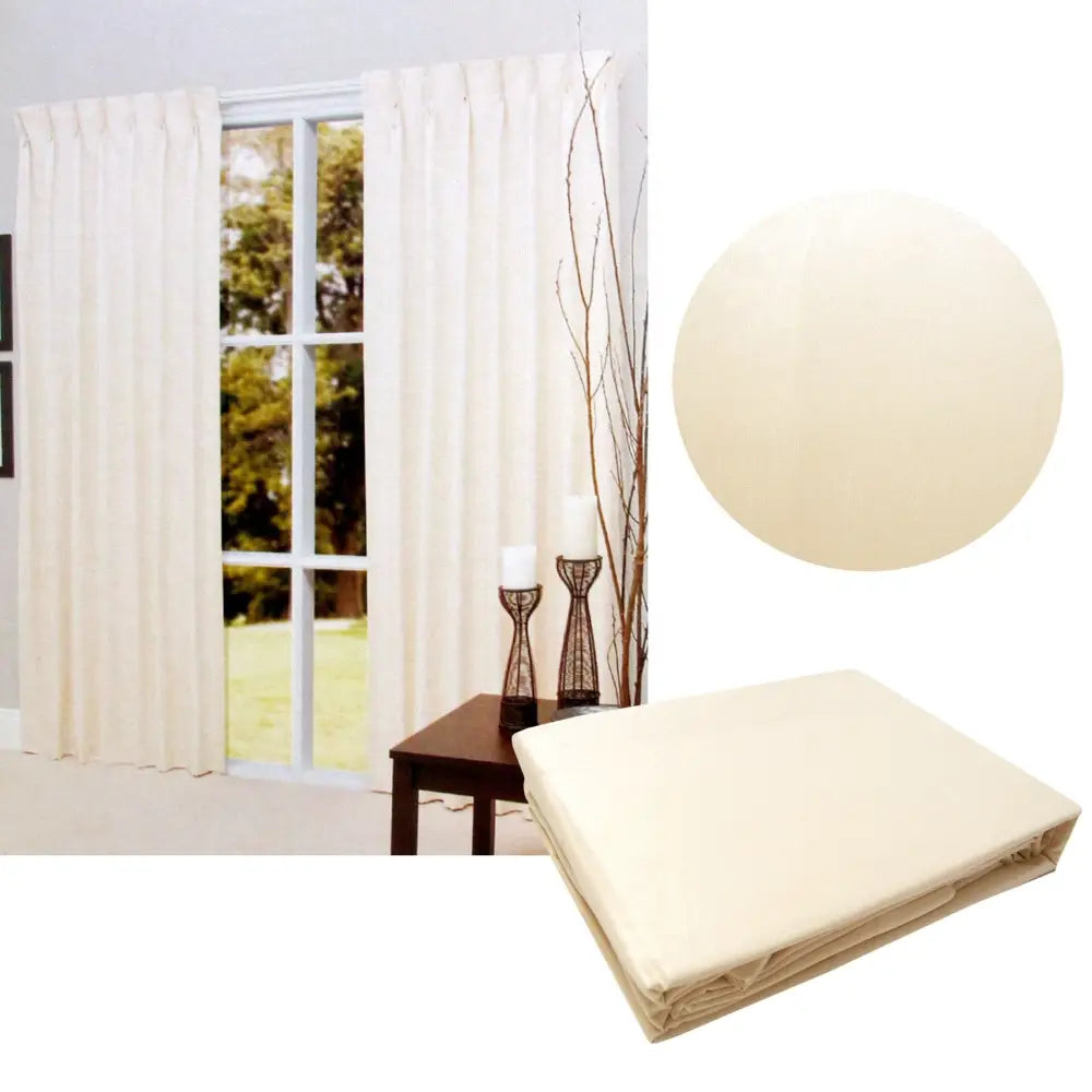 Pair of Cream Blockout Pinch Pleat Curtains to Fit Window 90 x 213cm - Home & Garden > Curtains
