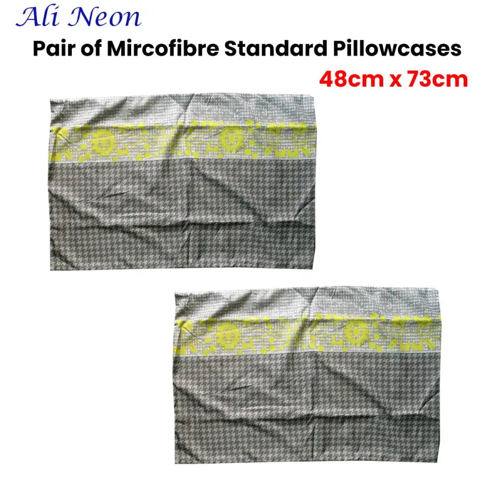 Pair of Microfiber Polyester Ali Neon Grey/Green Standard Pillowcases by Home Innovations - Home & Garden > Bedding >
