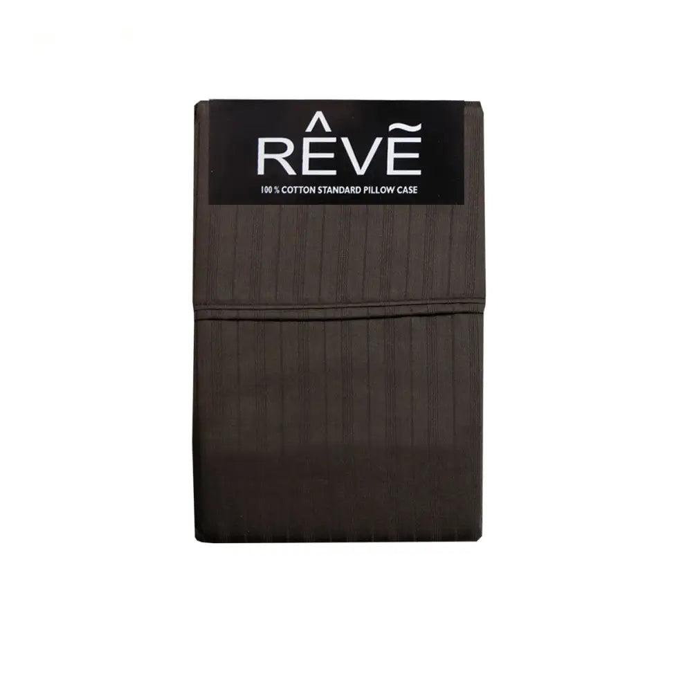 Pair of Reve 100% Cotton Standard Pillowcases 48 x 74 cm Multistripe Chocolate - Home & Garden > Bedding > Pillowcases