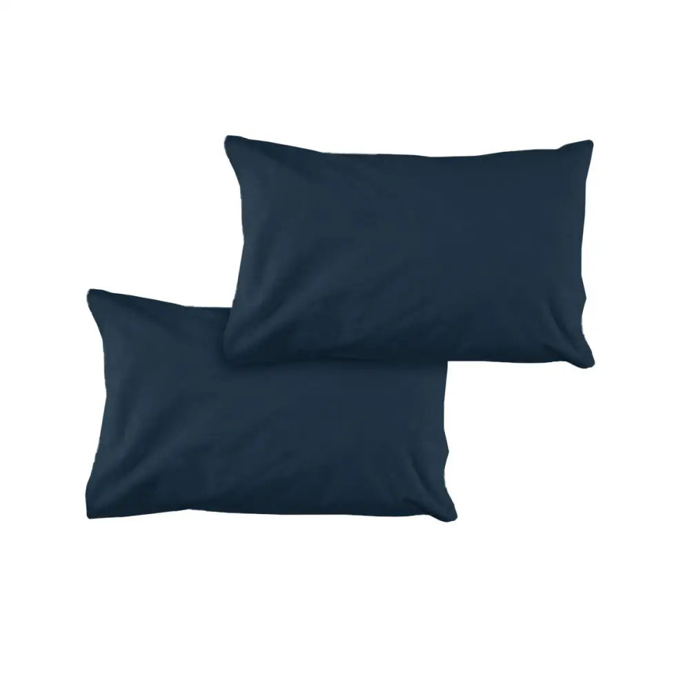 Pair of Solid Colour Microfiber Standard Pillowcases 48x73cmx15cm (Flap) Navy - Home & Garden > Bedding > Pillowcases