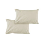 Pair of Solid Colour Microfiber Standard Pillowcases 48x73cmx15cm (Flap) Bone - Home & Garden > Bedding > Pillowcases