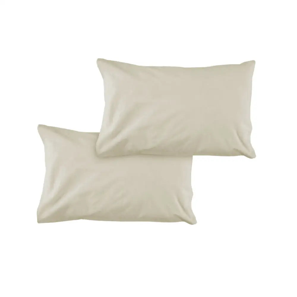 Pair of Solid Colour Microfiber Standard Pillowcases 48x73cmx15cm (Flap) Bone - Home & Garden > Bedding > Pillowcases