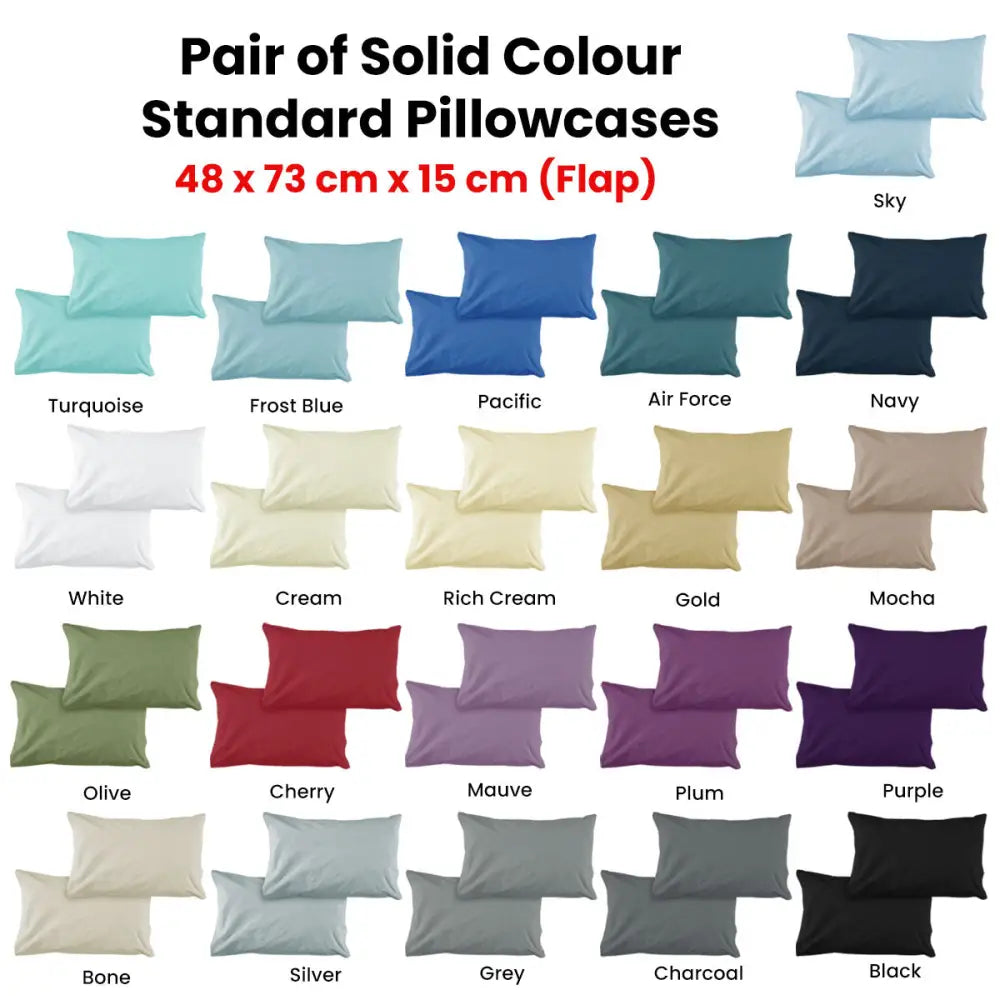 Pair of Solid Colour Microfiber Standard Pillowcases 48x73cmx15cm (Flap) Navy - Home & Garden > Bedding > Pillowcases