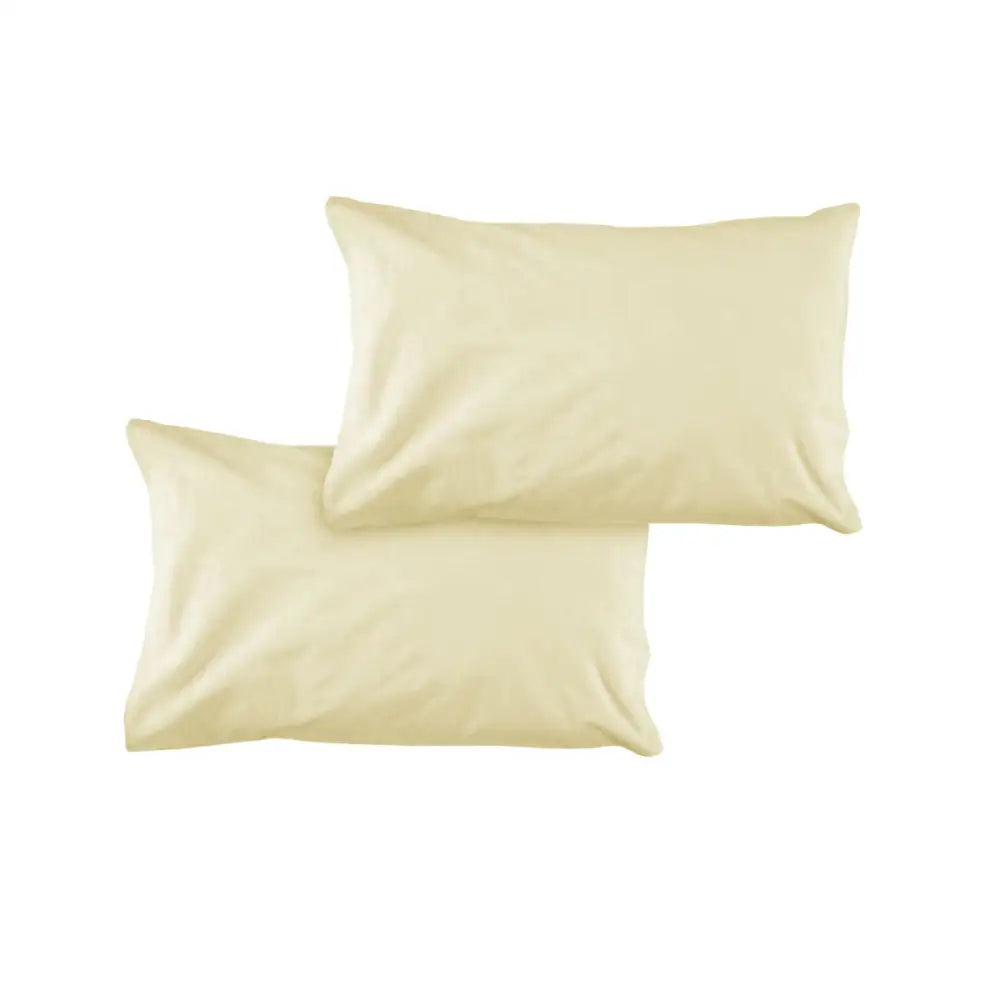 Pair of Solid Colour Microfiber Standard Pillowcases 48x73cmx15cm (Flap) Rich Cream - Home & Garden > Bedding >
