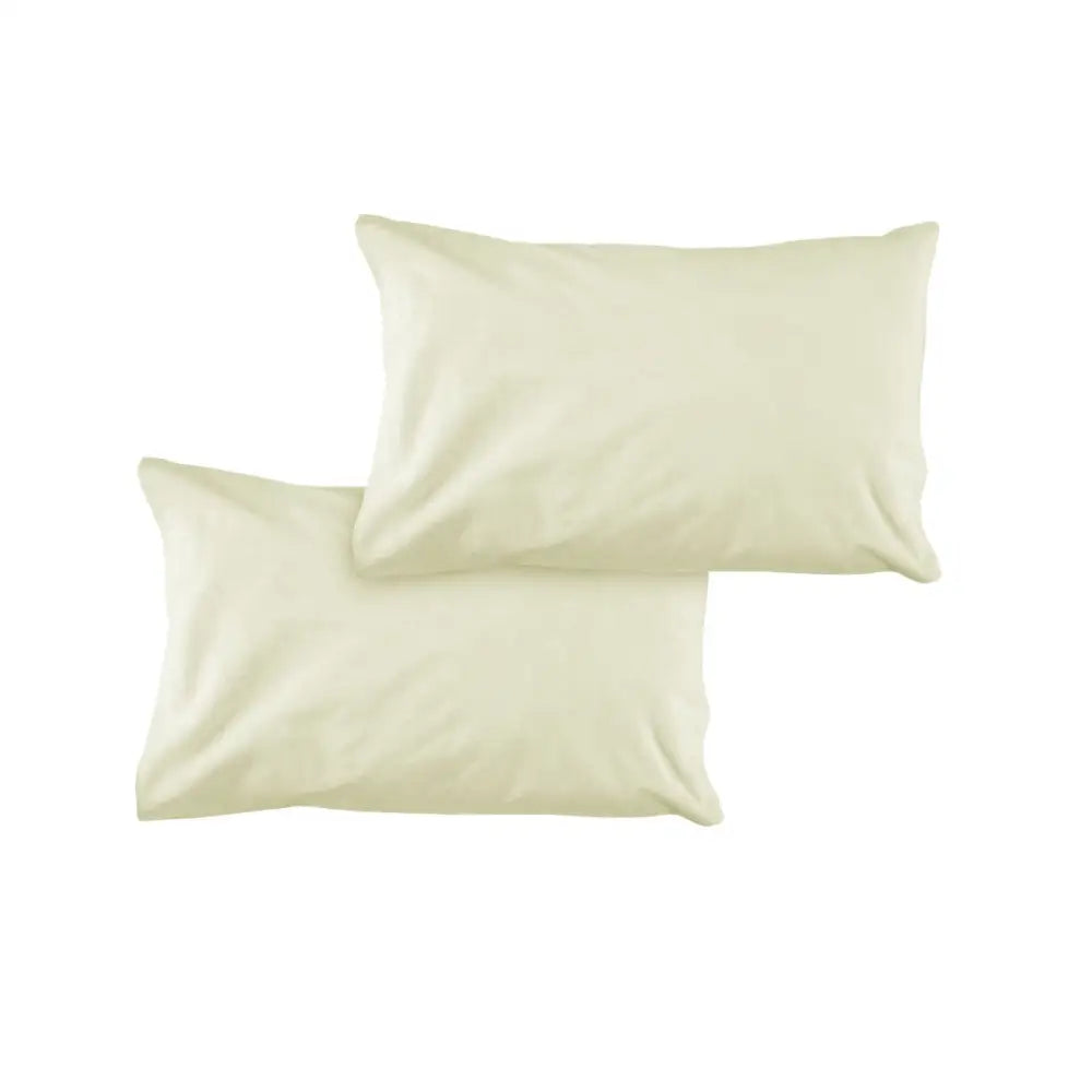 Pair of Solid Colour Microfiber Standard Pillowcases 48x73cmx15cm (Flap) Cream - Home & Garden > Bedding > Pillowcases