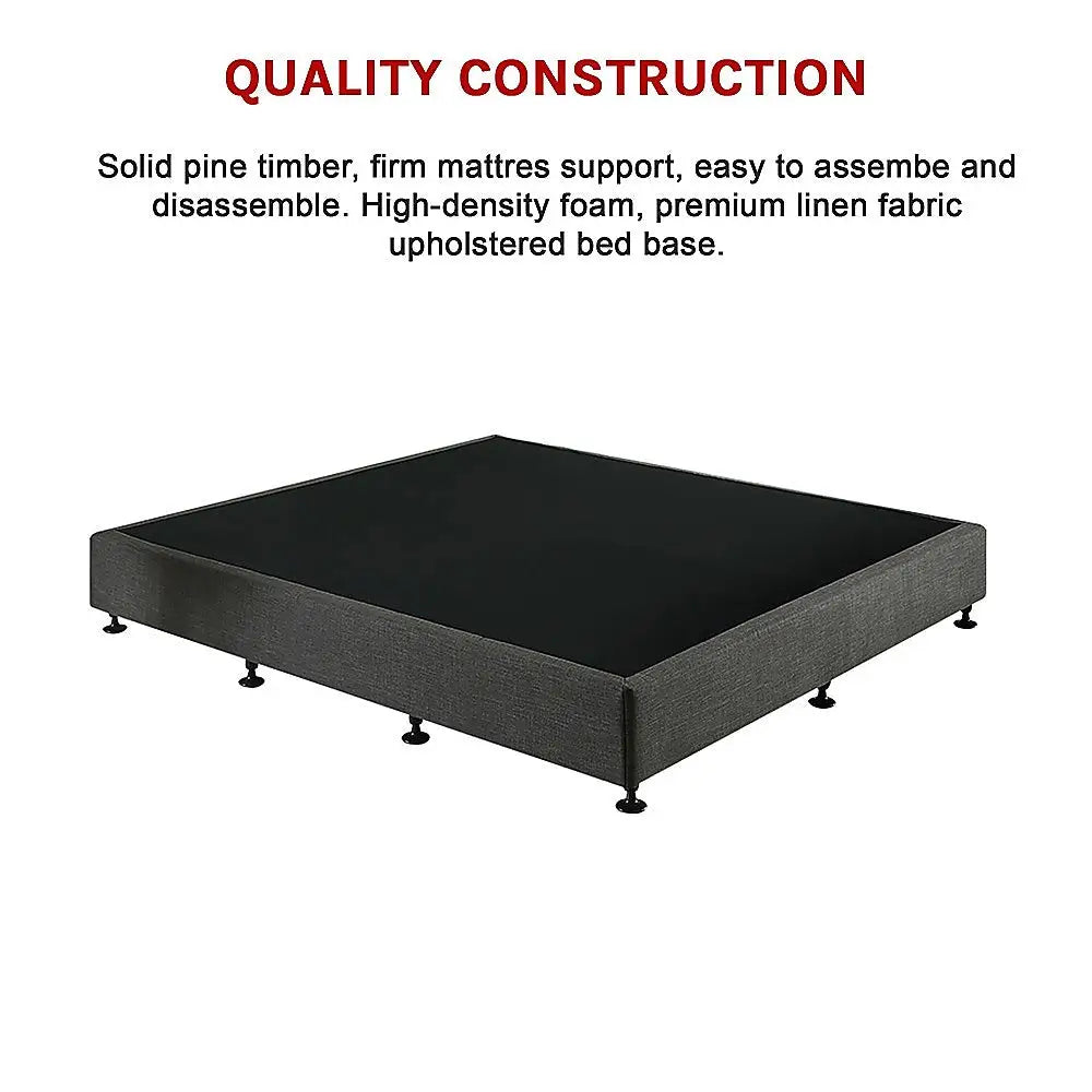 Palermo King Ensemble Bed Base Platinum Graphite Linen Fabric - Furniture > Bedroom > Beds & Bed Frames