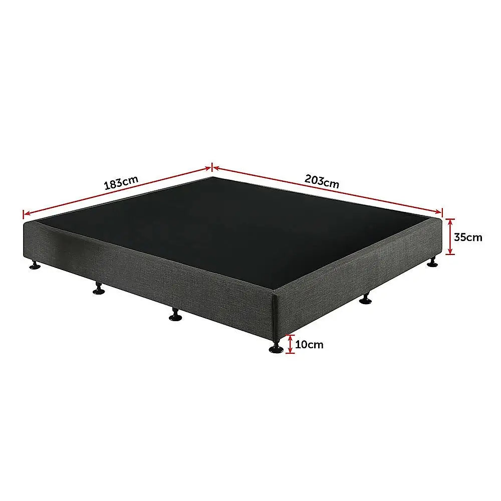 Palermo King Ensemble Bed Base Platinum Graphite Linen Fabric - Furniture > Bedroom > Beds & Bed Frames