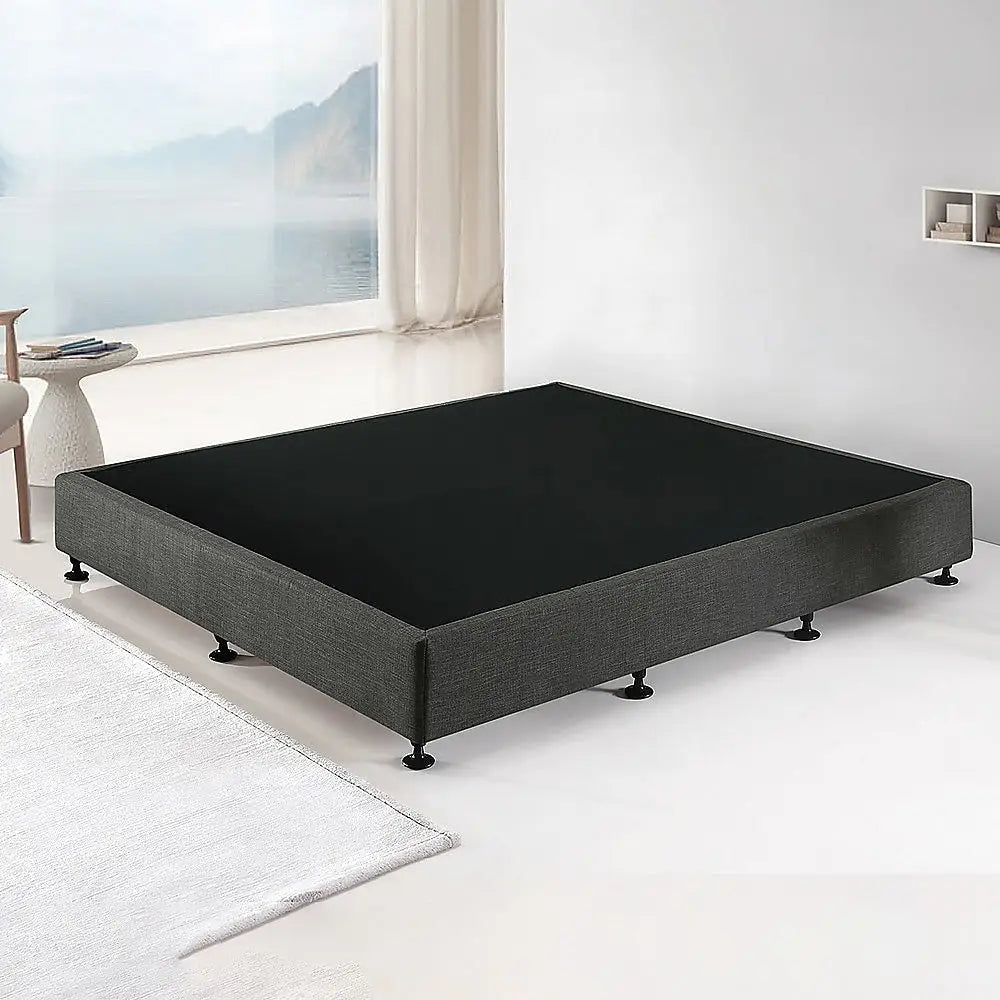 Palermo King Ensemble Bed Base Platinum Graphite Linen Fabric - Furniture > Bedroom > Beds & Bed Frames