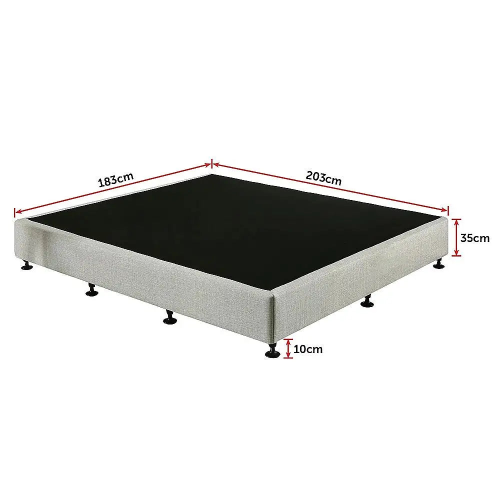 Palermo King Ensemble Bed Base Platinum Light Grey Linen Fabric - Furniture > Bedroom > Beds & Bed Frames