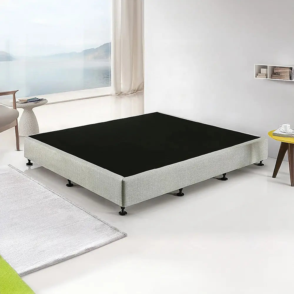 Palermo King Ensemble Bed Base Platinum Light Grey Linen Fabric - Furniture > Bedroom > Beds & Bed Frames
