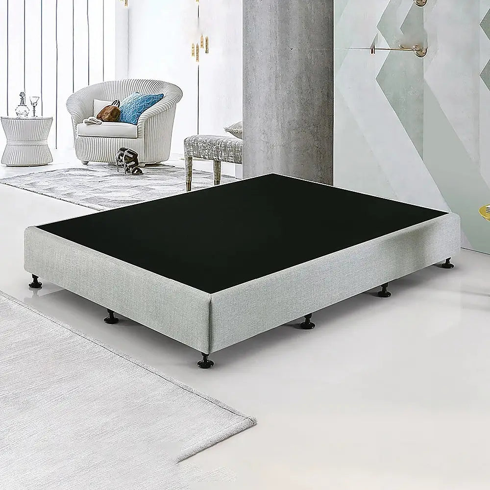 Palermo King Single Ensemble Bed Base Platinum Light Grey Linen Fabric - Furniture > Bedroom > Beds & Bed Frames