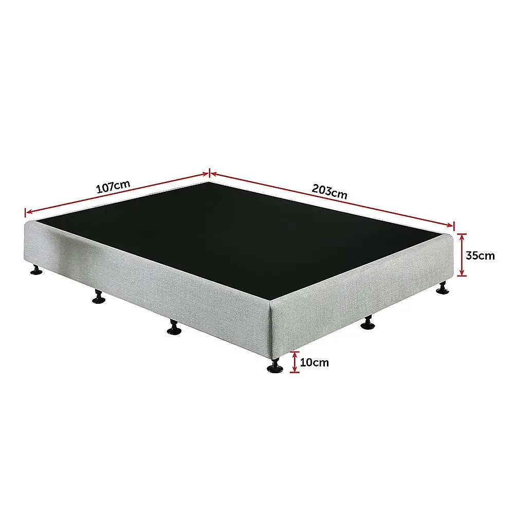 Palermo King Single Ensemble Bed Base Platinum Light Grey Linen Fabric - Furniture > Bedroom > Beds & Bed Frames