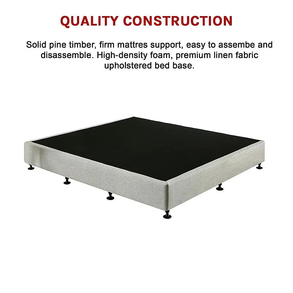 Palermo King Single Ensemble Bed Base Platinum Light Grey Linen Fabric - Furniture > Bedroom > Beds & Bed Frames
