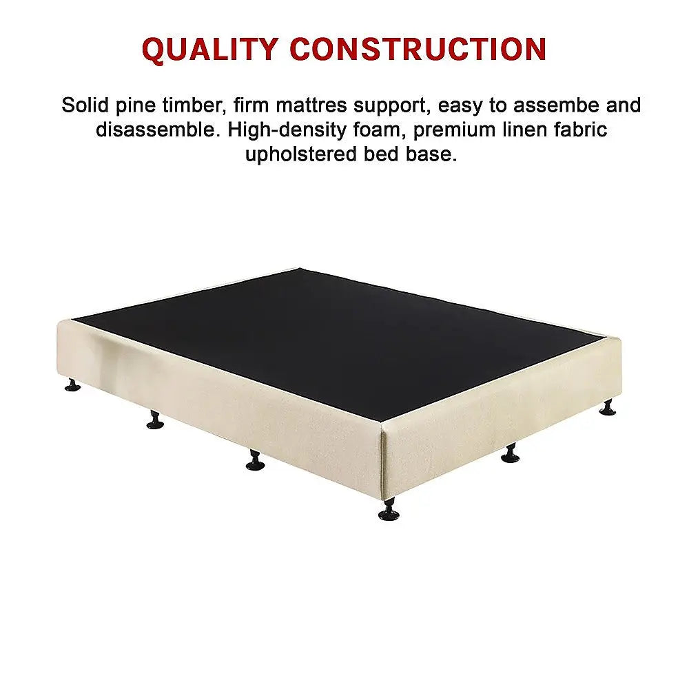 Palermo King Single Ensemble Bed Base Platinum Natural Sand Linen Fabric - Furniture > Bedroom > Beds & Bed Frames