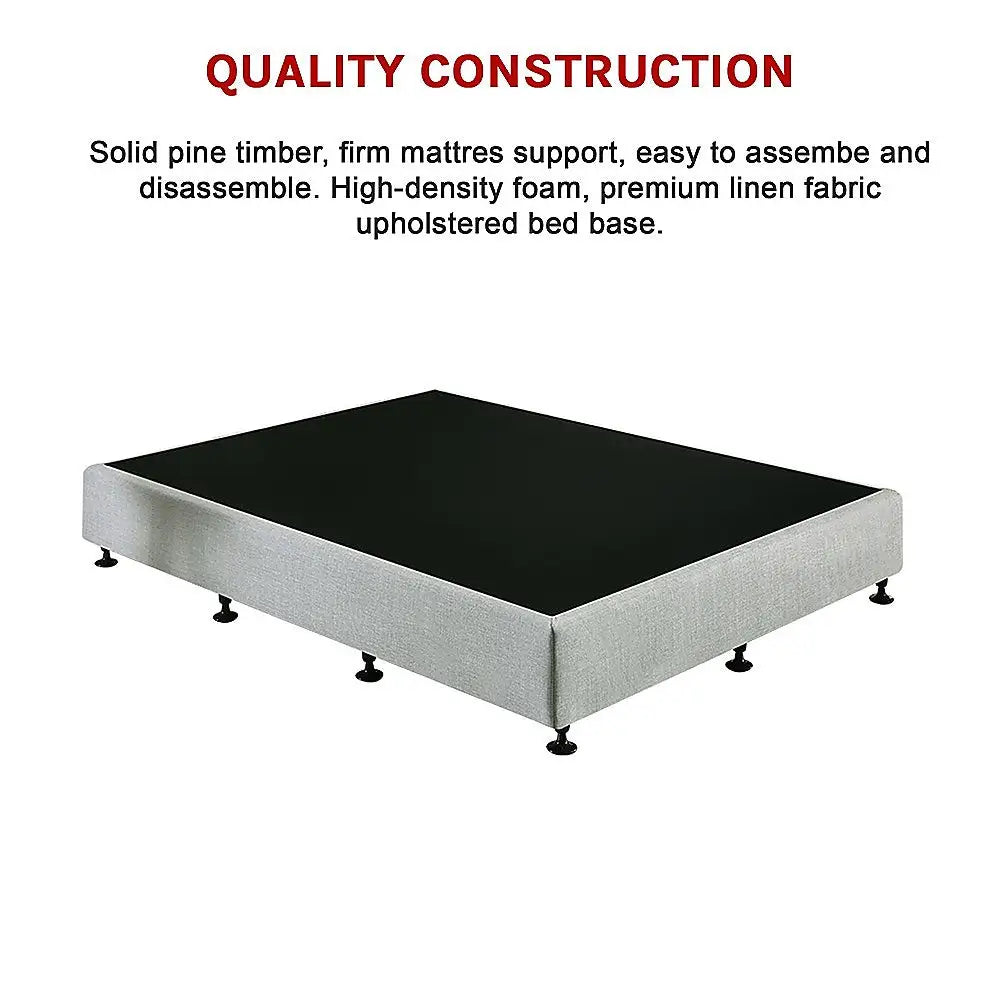 Palermo Queen Ensemble Bed Base Platinum Light Grey Linen Fabric - Furniture > Bedroom > Beds & Bed Frames