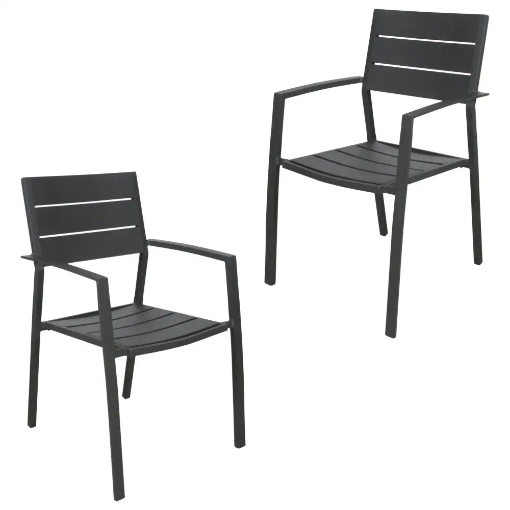 Percy 2pc Set Outdoor Dining Chair Aluminium Frame Grey - Furniture > Outdoor