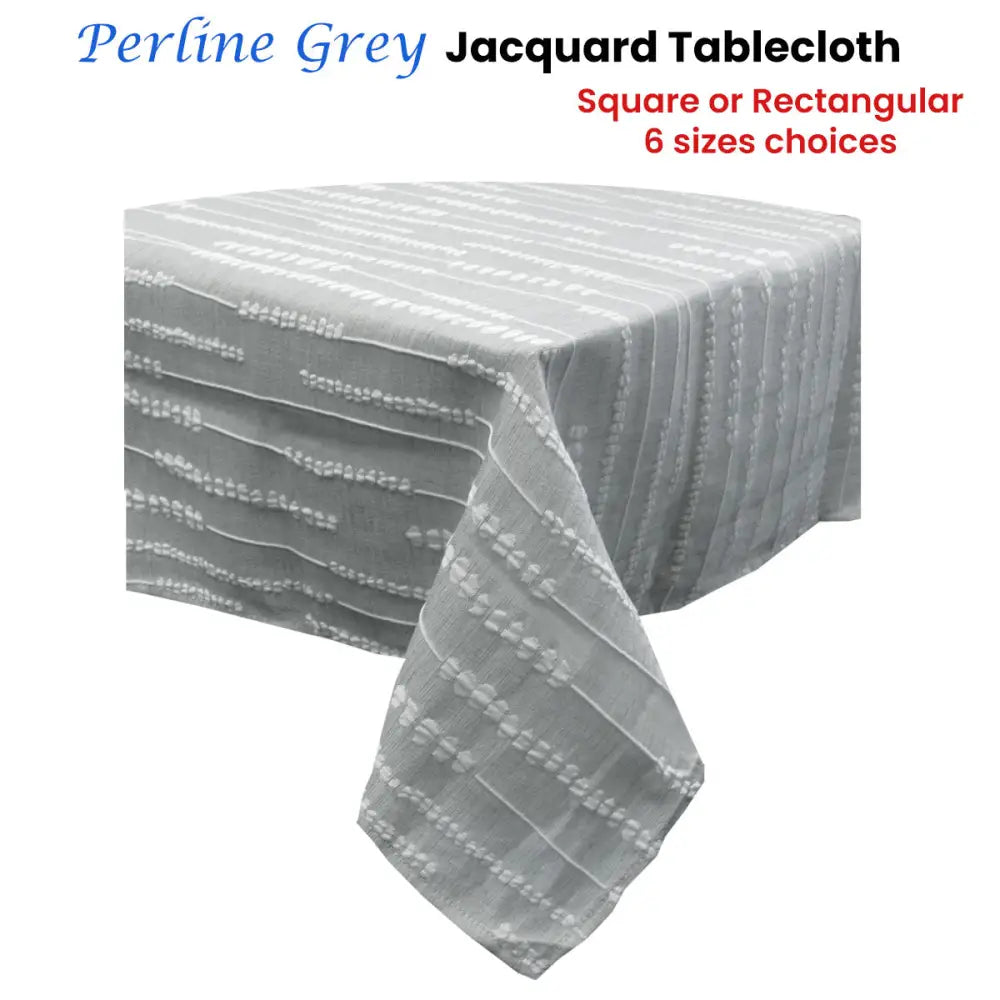 Perline Grey Jacquard Polyester Tablecloth 180 x 300cm - Home & Garden > Kitchenware