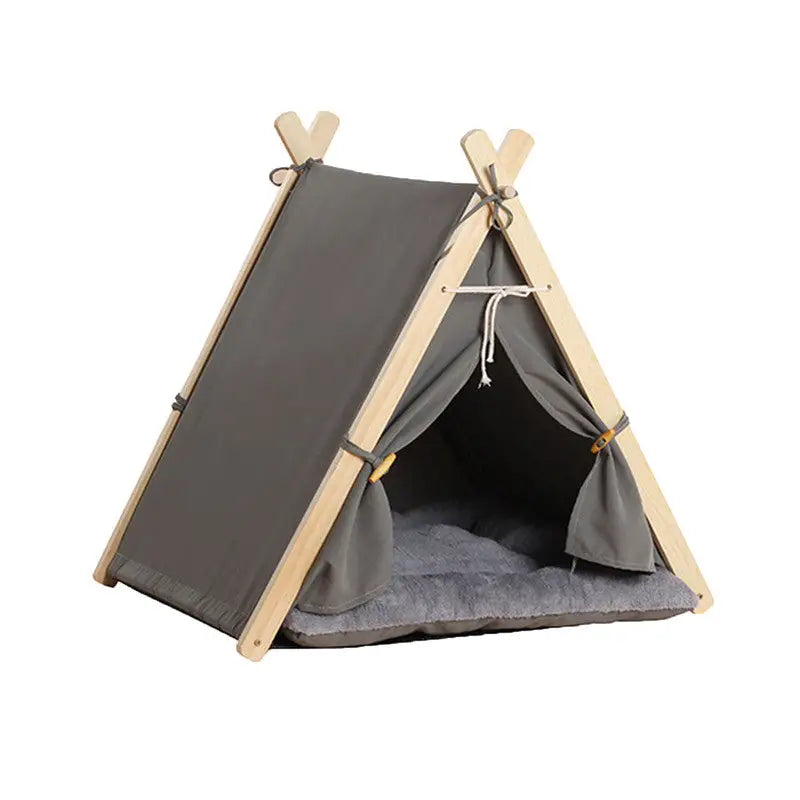 Pets Teepee Dogs Tent Removable and Washable Cats Tents Dog Cat Bed With Cushion - Pet Care > Cat Supplies > Cat