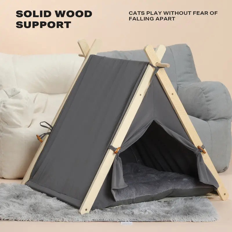 Pets Teepee Dogs Tent Removable and Washable Cats Tents Dog Cat Bed With Cushion - Pet Care > Cat Supplies > Cat