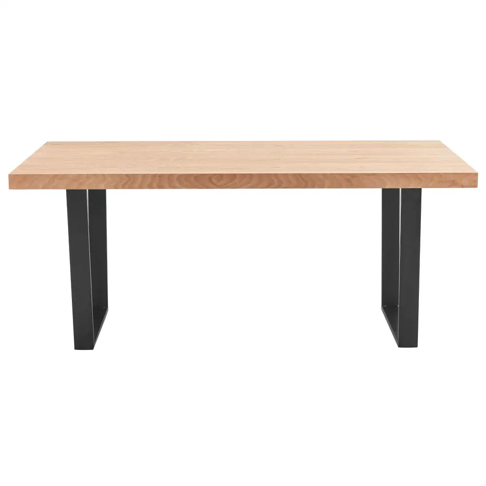 Petunia Dining Table 210cm Elm Timber Wood Black Metal Leg - Natural - Furniture > Dining