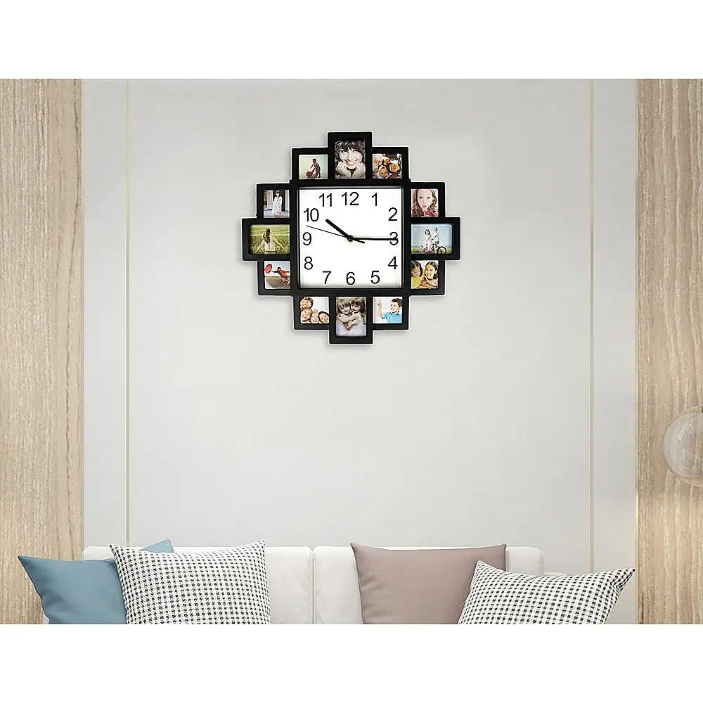 Photo Frame Clock Picture Collage 12-P Display Wall Clock Photowall Home Décor - Home & Garden > Decor