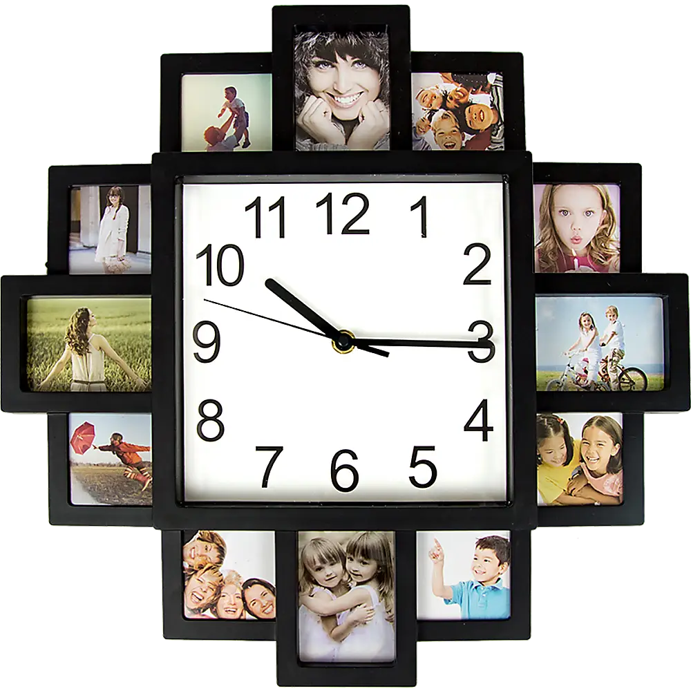 Photo Frame Clock Picture Collage 12-P Display Wall Clock Photowall Home Décor - Home & Garden > Decor