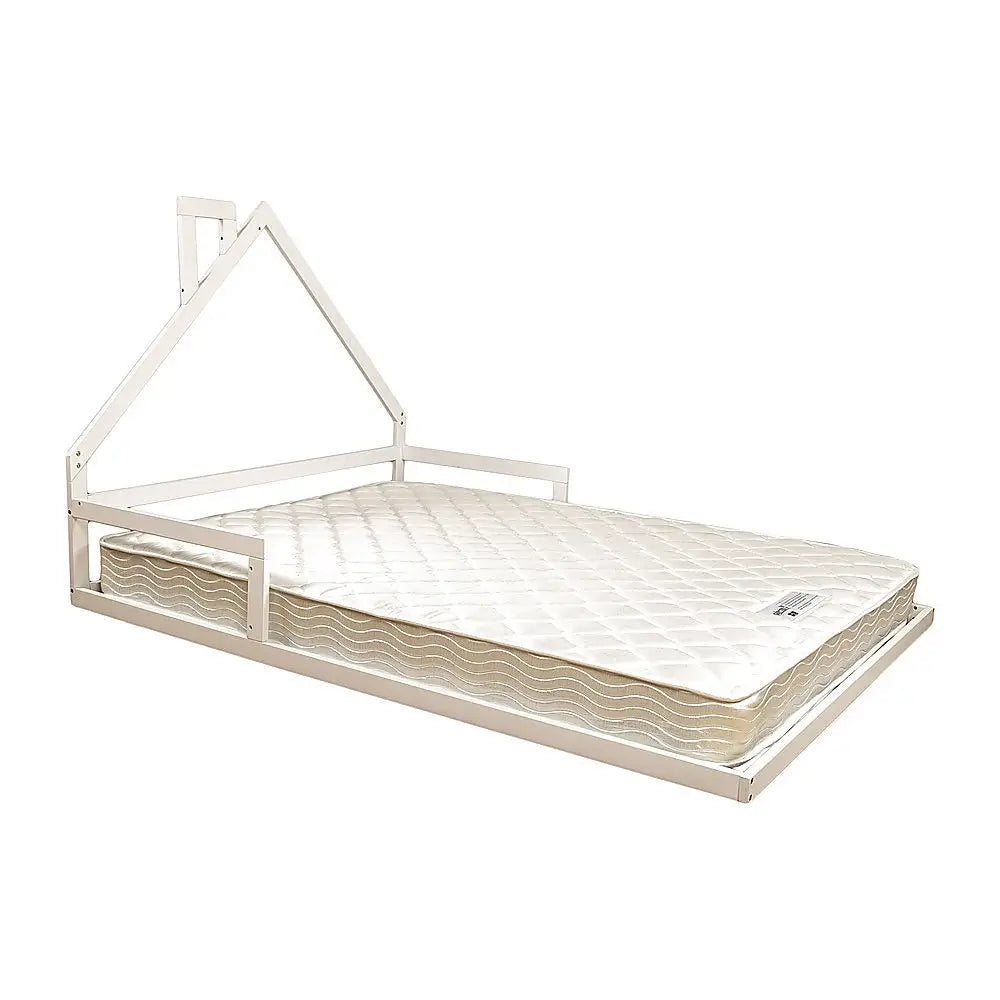 Pine Wood Floor Bed House Frame for Kids and Toddlers - Furniture > Bedroom > Beds & Bed Frames