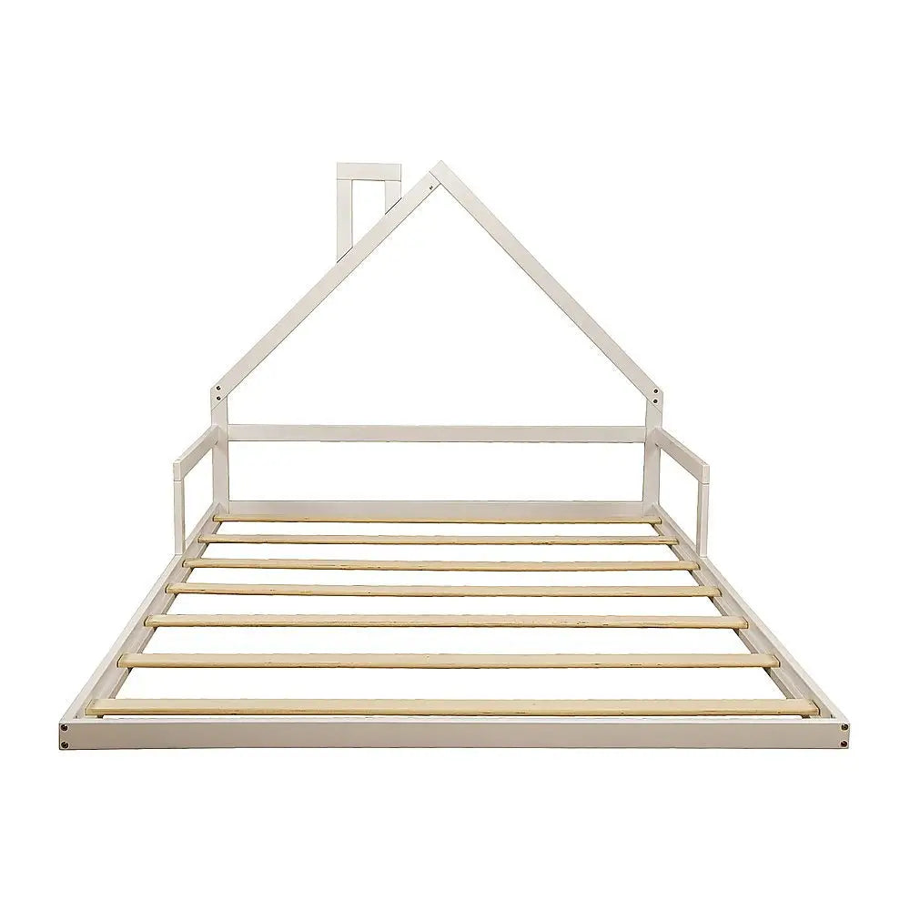 Pine Wood Floor Bed House Frame for Kids and Toddlers - Furniture > Bedroom > Beds & Bed Frames