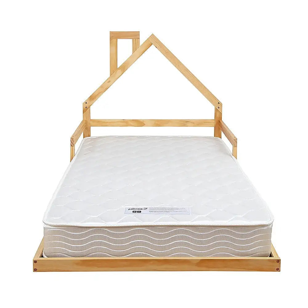 Pine Wood Floor Bed House Frame for Kids and Toddlers - Furniture > Bedroom > Beds & Bed Frames