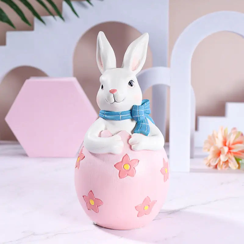 Pink Easter Rabbit Egg Resin Decoration - Charming Festive Gift for Kids’ Rooms and Holidays - Home & Garden > Decor >