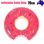 Pink Inflatable Giant Donut Raft Swim Ring Float Swimming Pool Beach Lounge Pink Coff 70CM - Home & Garden > Pool &