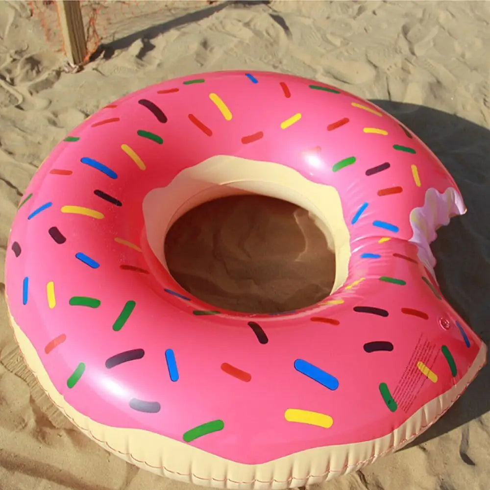 Pink Inflatable Giant Donut Raft Swim Ring Float Swimming Pool Beach Lounge Pink Coff 120CM - Home & Garden > Pool &