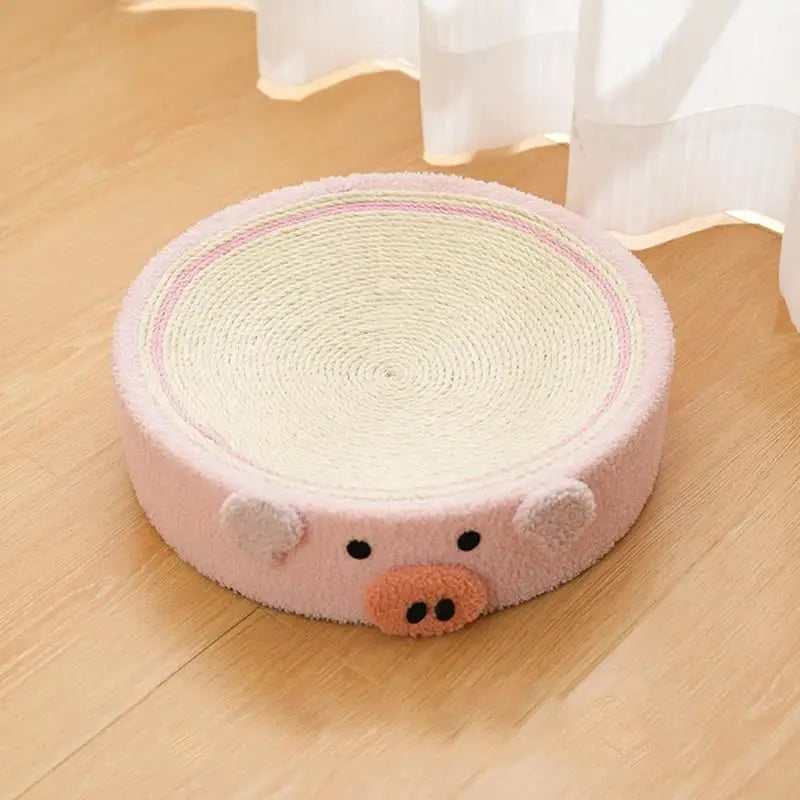 Pink Pig Cat Scratcher Bed - Cute Animal Design Sisal Pad for Scratching & Resting 40*40*10cm - Pet Care > Cat Supplies